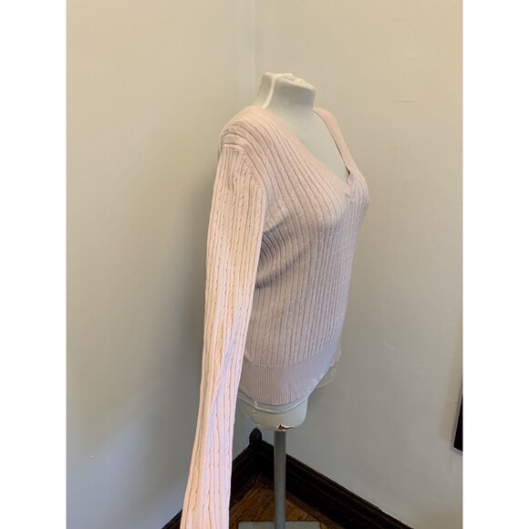VTG y2k 2000s Tommy Hilfiger Baby Pink Cable Knit V-Neck Sweater Preppy Playboy - Picture 9 of 11